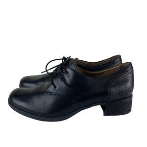 Dansko Louise Women sz 8 Oxfords Derby Lace Up Black Leather Comfort Shoes Eu 39
